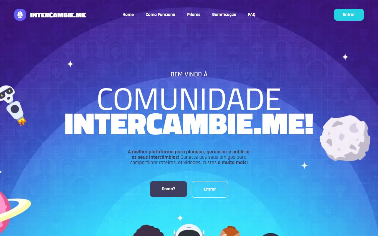 Intercambie.me 首页，邀请交换生加入社区